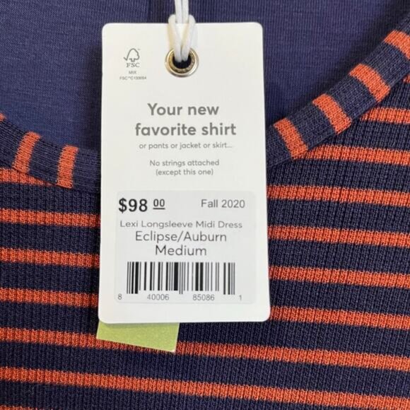 Marine Layer Blue & Auburn Lexi Rib Long Sleeve Midi Dress NWT M - Picture 4 of 8
